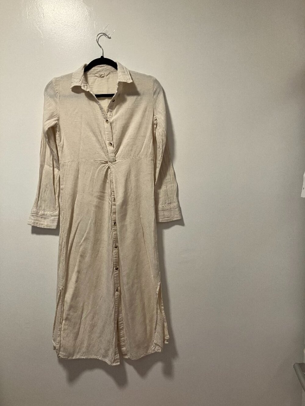 linen twist knot long sleeve dress size small